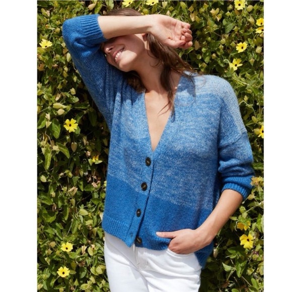 Boden Sweaters - Boden Fluffy Blue Ombre Oversized Cardigan Sweater Wool Alpaca Blend